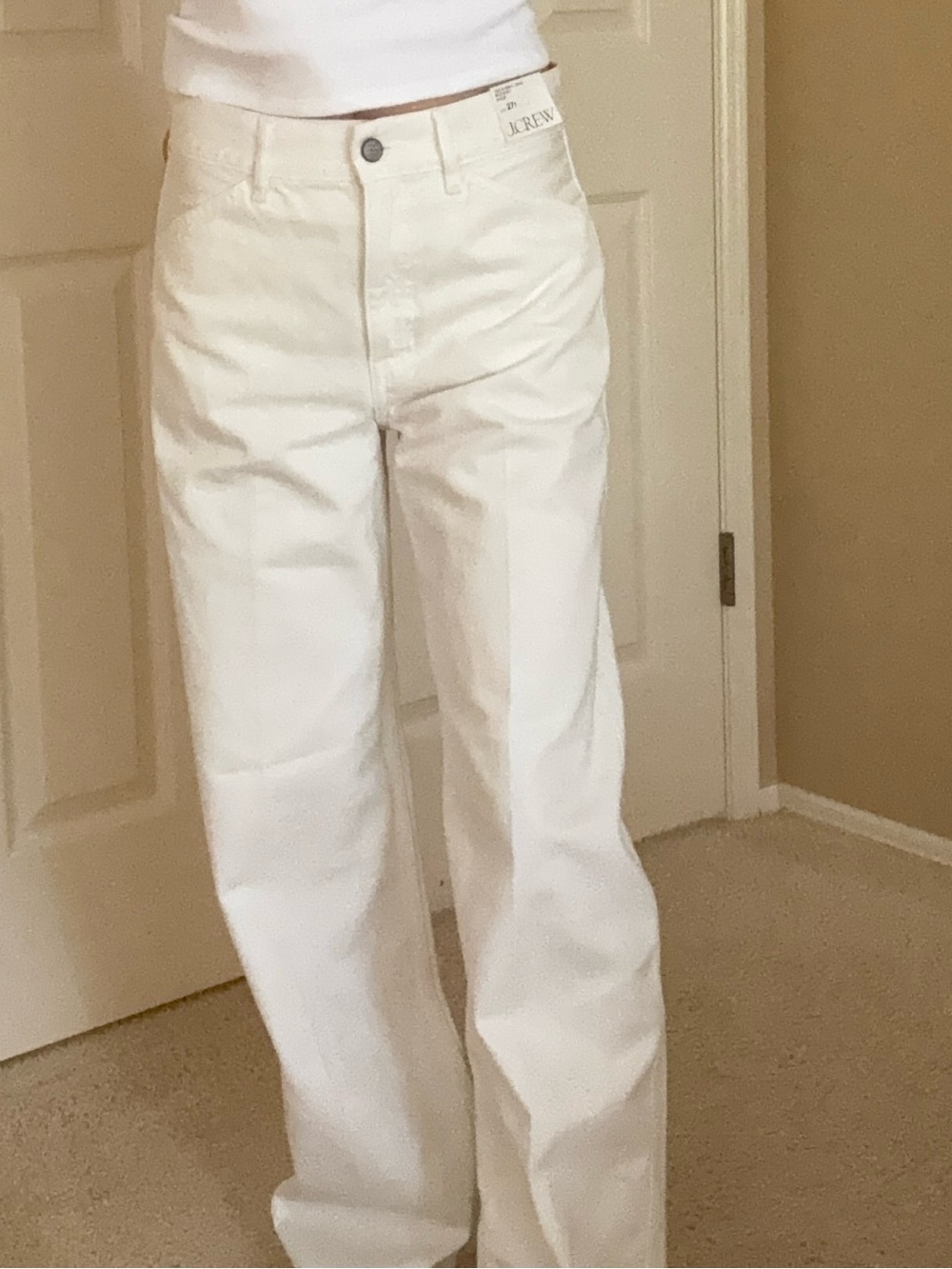 J. Crew White Wide-Leg Mid rise Zoe Barrrel